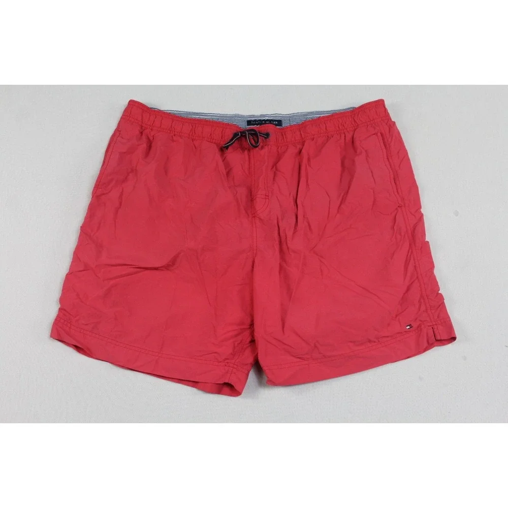 Tommy Hilfiger Men Red Board Shorts Trunks Meshed Summer Beach Size XXL